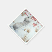 Serviette En Papier Souris mignonne et baies rouges scène de neige (Coin)