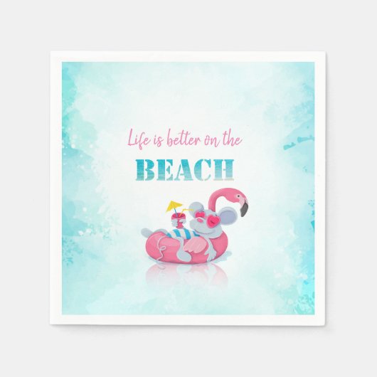 Serviette En Papier Souris mignonne Plage élégante (Devant)
