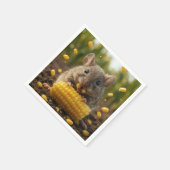 Serviette En Papier Souris profitant d'un épi de maïs (Coin)