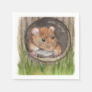 Serviette En Papier Souris rustique aquarelle