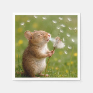 Serviette En Papier Souris soufflant des graines de pissenlit