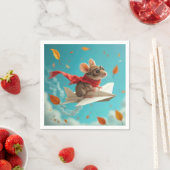 Serviette En Papier Souris volant un avion en papier (En situation)