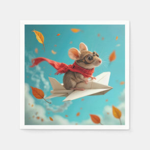 Serviette En Papier Souris volant un avion en papier
