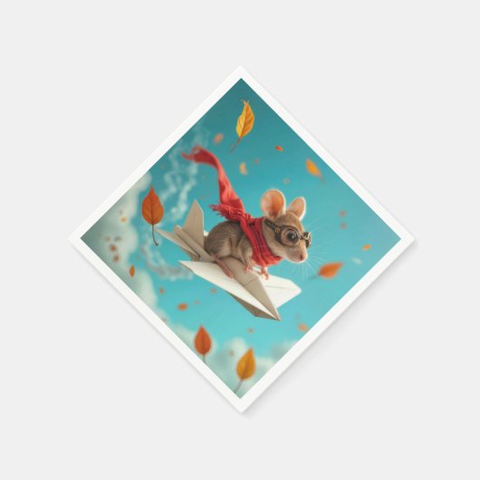 Serviette En Papier Souris volant un avion en papier (Coin)