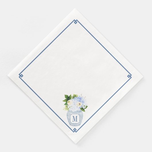 Serviette En Papier Sous-estimé Chinoiserie Monogramme Mariage (Coin)