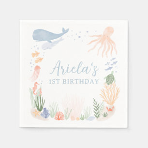 Serviette En Papier Sous la fête d'anniversaire de la mer