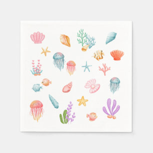 Serviette En Papier Sous la fête d'anniversaire de la mer