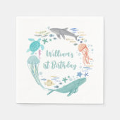 Serviette En Papier Sous la mer 1er anniversaire (Devant)