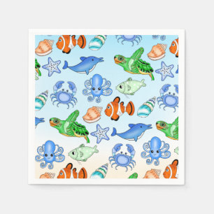 Serviette En Papier Sous la mer   Baby shower Sea Creatures