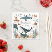 Serviette En Papier Sous la mer Baleine requin Vie marine 1er annivers (En situation)