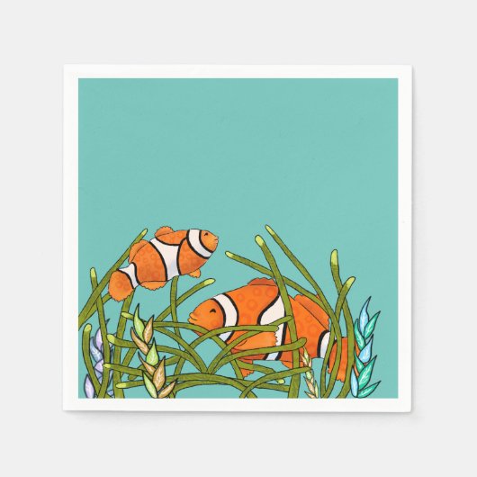 Serviette En Papier Sous la mer Clown Poisson Anniversaire (Devant)