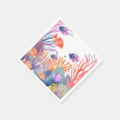 Serviette En Papier Sous la mer Coral Reef Aquarelle (Coin)