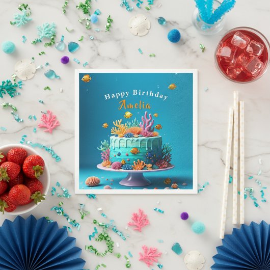 Serviette En Papier Sous la mer Coral Reef Cake - Anniversaire