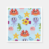 Serviette En Papier Sous la mer Créatures Whimsical Anniversaire (Devant)