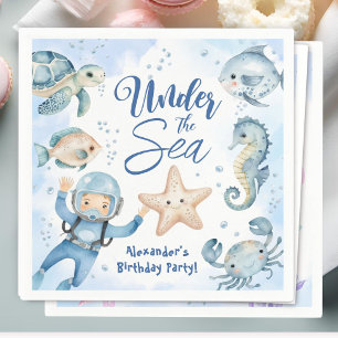 Serviette En Papier Sous La Mer ! Cute Boy Blue Ocean Anniversaire