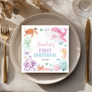 Serviette En Papier Sous la mer Cute Ocean Animals Anniversaire servie