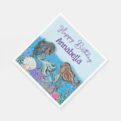 Serviette En Papier Sous la mer Enchantée de sirènes noires (Coin)