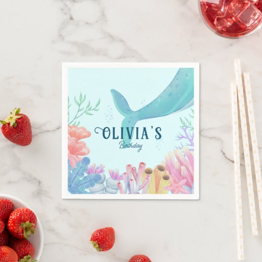 Serviette En Papier Sous la mer et la sirène (En situation)