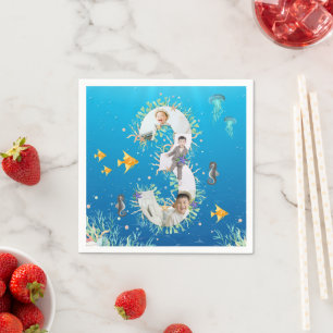 Serviette En Papier Sous la mer Gros 3ème anniversaire Photo Collage