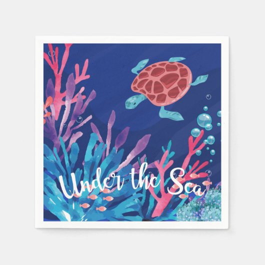 Serviette En Papier Sous la mer Océan 1er bébé garçon Anniversaire (Devant)