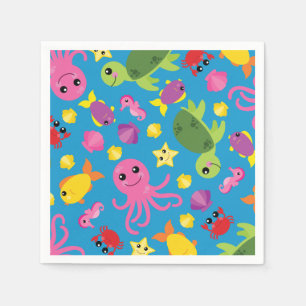 Serviette En Papier Sous la mer Océan Animaux Anniversaire