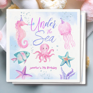Serviette En Papier Sous La Mer ! Pink Ocean Girl 7e anniversaire