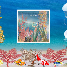 Serviette En Papier Sous la mer Sirène Tropical Coral Reef Anniversair
