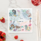 Serviette En Papier Sous la mer Sirènes anniversaire de enfant (En situation)