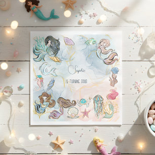 Serviette En Papier Sous la mer Sirènes anniversaire de enfant