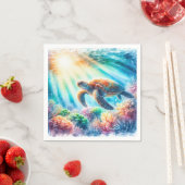 Serviette En Papier Sous la tortue de mer (En situation)