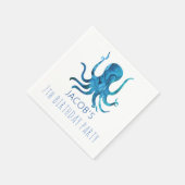 Serviette En Papier Sous l'aquarelle de la mer Octopus Nautique (Coin)