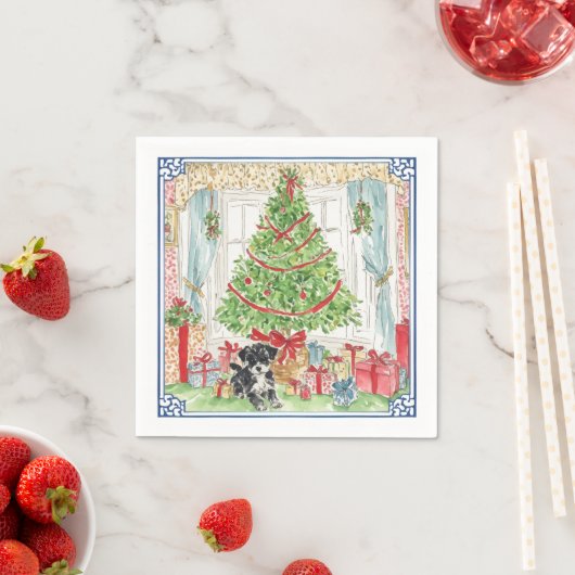 Serviette En Papier Sous l'arbre de Noël (En situation)