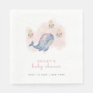 Serviette En Papier Sous Le Baby shower Floral See Sweet Whale
