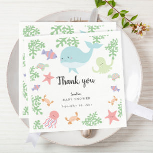 Serviette En Papier Sous le Baby shower marin Cute Kawaii Merci