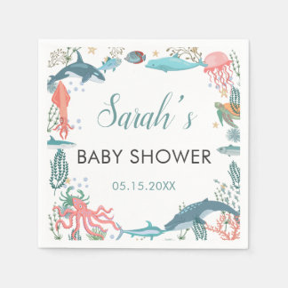 Serviette En Papier Sous le Baby shower Sea Cute Ocean Animaux RSVP