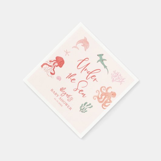 Serviette En Papier Sous Le Baby shower Sea Girl (Coin)