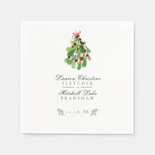 Serviette En Papier Sous le Mariage de Noël Mistletoe (Devant)