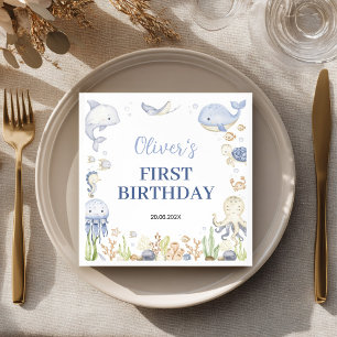 Serviette En Papier Sous le Sea Boy Ocean Animals Anniversaire de enfa