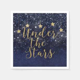 Serviette En Papier Sous les étoiles Starry Night Gold Blue Prom Party