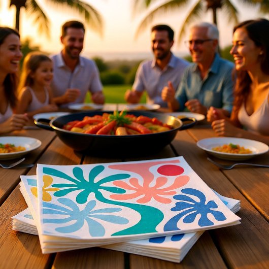Serviette En Papier Sous les Palmiers Rassemblements de Famille Tropic