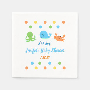 Serviette En Papier Sous les serviettes de baby shower de baleine de