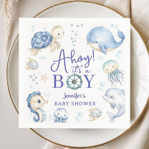 Serviette En Papier Sous l'océan Ahoy C'est un garçon Baby Shower océa