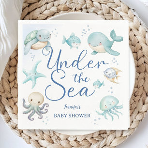 Serviette En Papier Sous l'océan Baby Shower Papier Bleu
