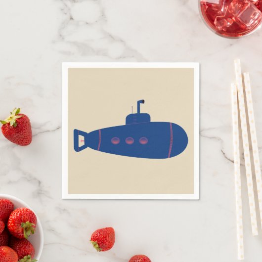 Serviette En Papier Sous-marin bleu (En situation)