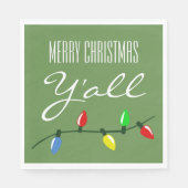 Serviette En Papier Southern Ya'll Merry Christmas Tree Lumières Drôle (Devant)