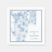 Serviette En Papier Southport Boothbay Maine Map Mariage élégant (Devant)
