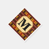 Serviette En Papier Southwest Design Red Black Gold Tribal Motif (Coin)