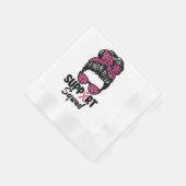 Serviette En Papier Soutien Squad Messy Bun Pink Warrior Cancer du sei (Coin)