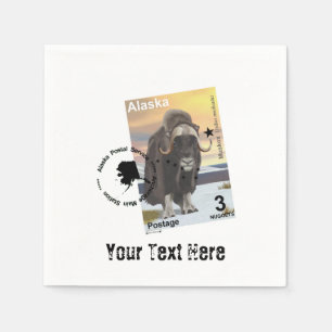 Serviette En Papier Souvenir de Timbre Postage Muskox de l'Alaska