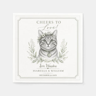 Serviette En Papier Souvenir imprimable de mariage de chat personnalis